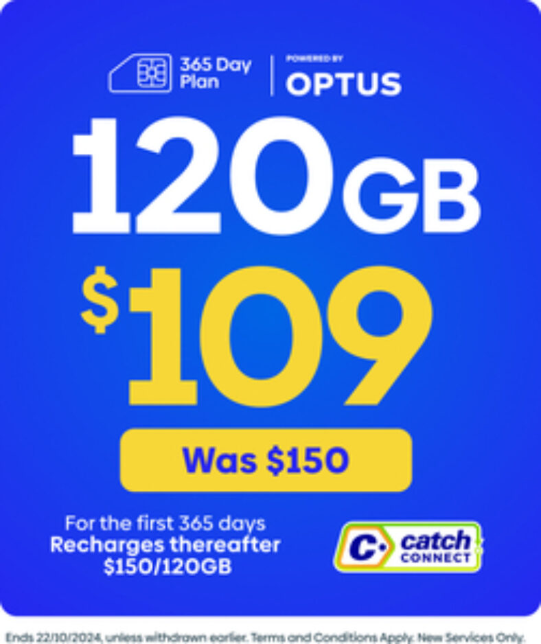 $10-off-$100-spend-(catch-connect-365-day-120gb-prepaid-plan-–-$99-delivered)-@-catch