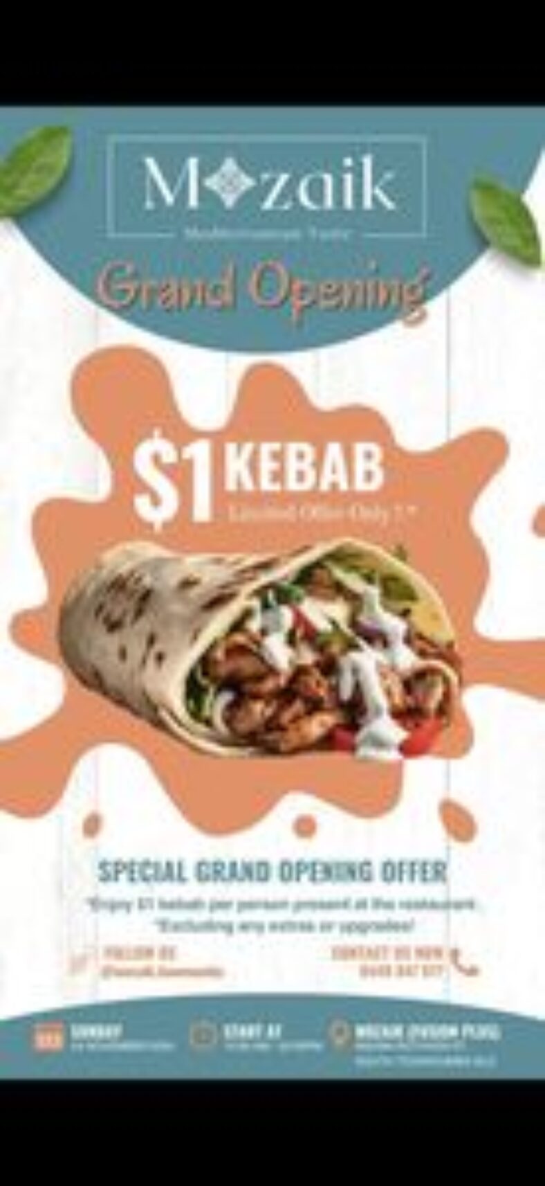 [qld]-$1-kebab-grand-opening-day-@-mozaik-(south-toowoomba)