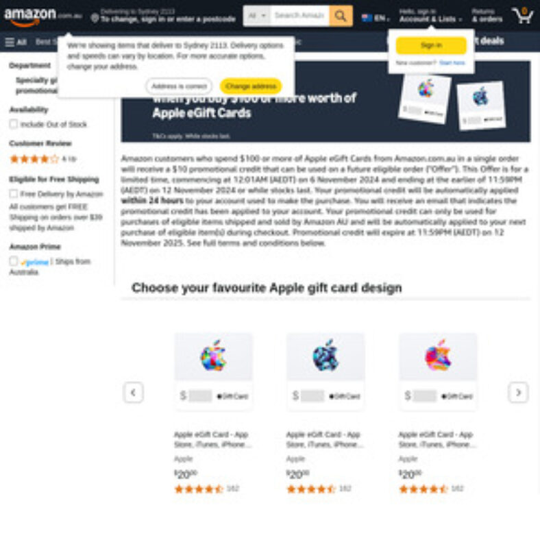 $10-promo-credit-on-$100-apple-egift-card-@-amazon-au