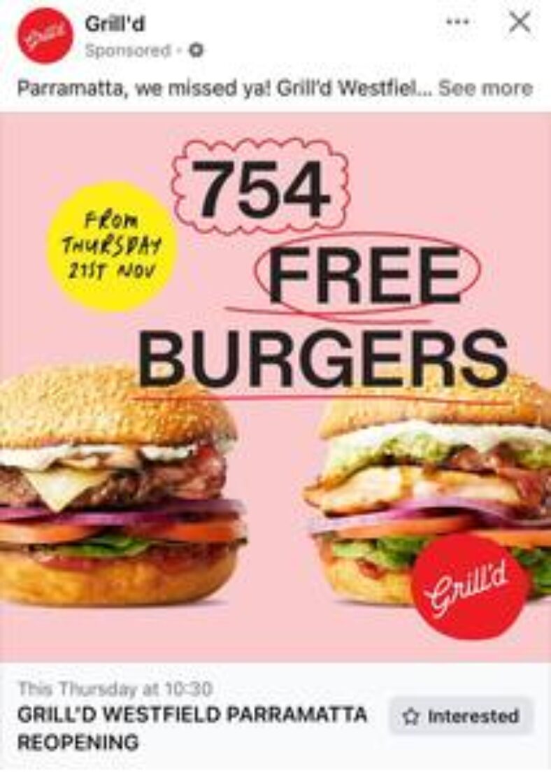 [nsw]-754-free-burgers-@-grill’d-parramatta-westfield