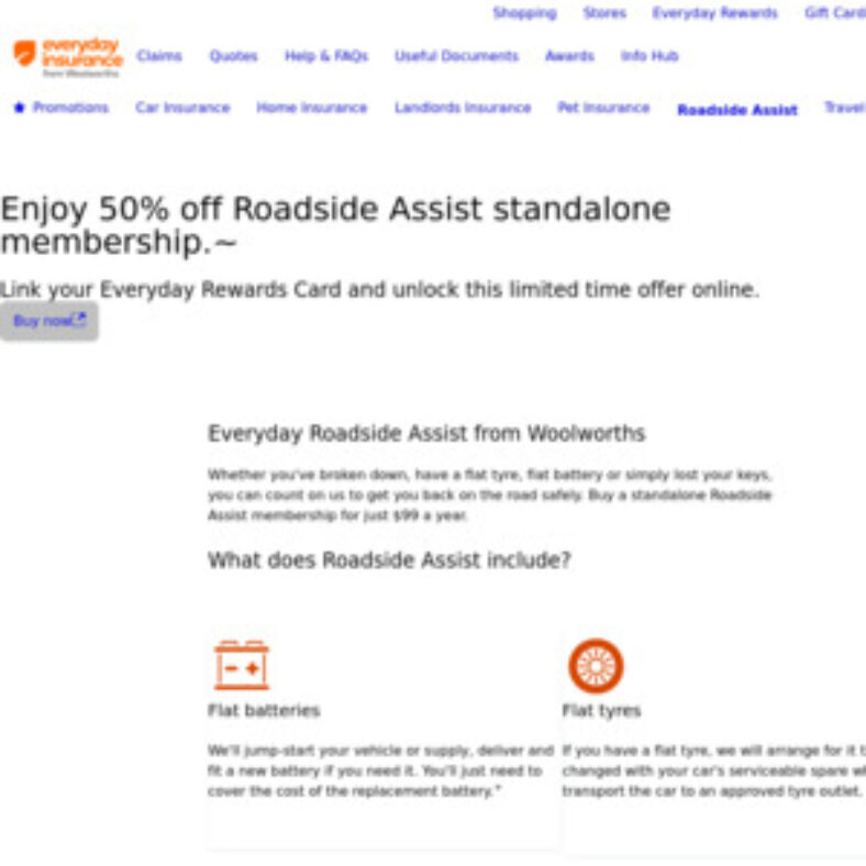 50%-off-roadside-assist-standalone-membership-$49.50-@-woolworths-insurance