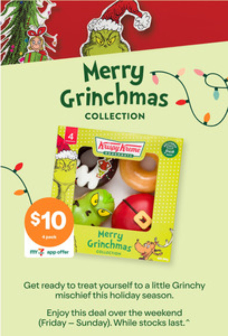 krispy-kreme-merry-grinchmas-4-pack-$10-in-store-@-7-eleven-via-app-(excludes-far-north-queensland)