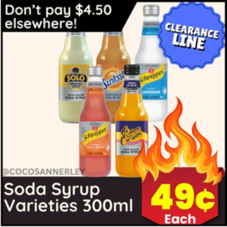 [qld]-soda-syrups-lemon-lime-bitters,-solo,-passiona,-sunkist,-lemonade-$0.49-@-sam’s-coco,-annerley