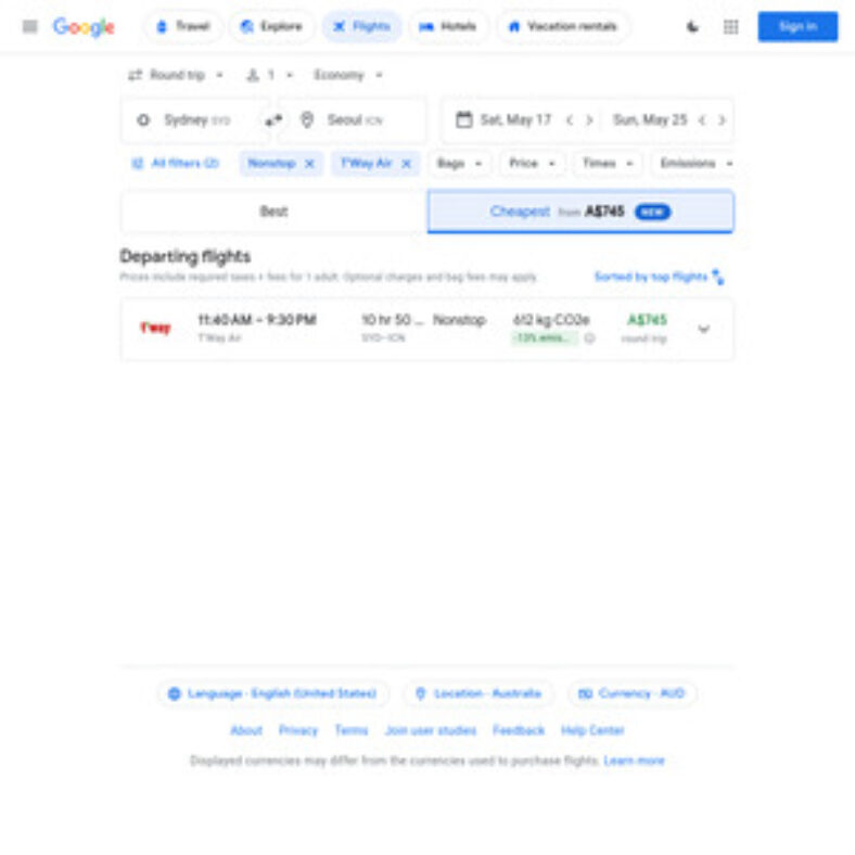t’way-air:-seoul-nonstop-from-sydney-for-$663-return,-with-23kg-checked-luggage-@-google-flights