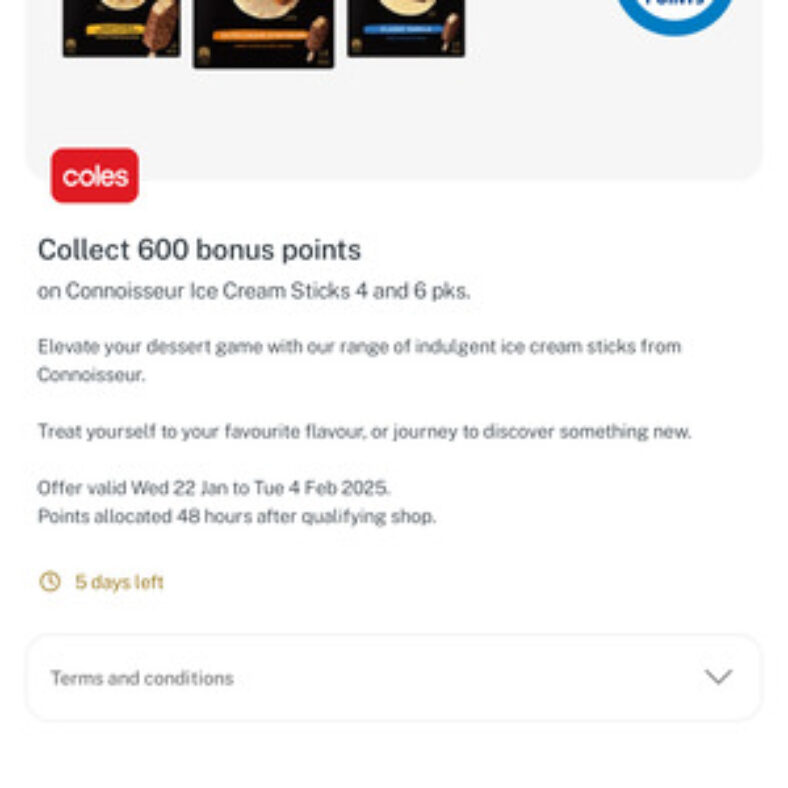[flybuys]-collect-600-points-(worth-$3)-on-connoisseur-ice-cream-sticks-4/6-pks-$6-(was-$12)-@-coles