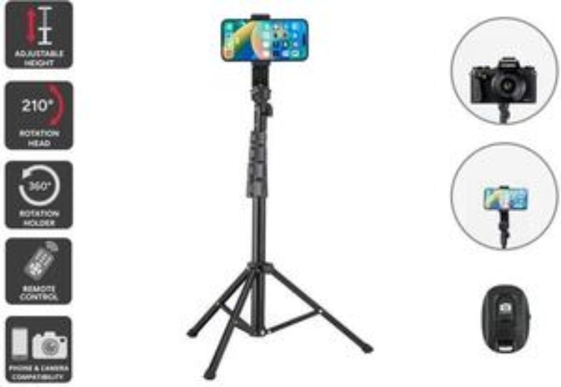 [kogan-first]-adjustable-camera/phone-tripod-(up-to-160-cm)-with-remote-control-$9.99-delivered-@-kogan