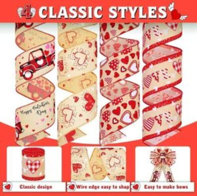 4-rolls-460cm-x-64cm-valentine-ribbon-$1999-(rrp-$29.99)-+-free-delivery-@-ozshopper-no1-via-ebay