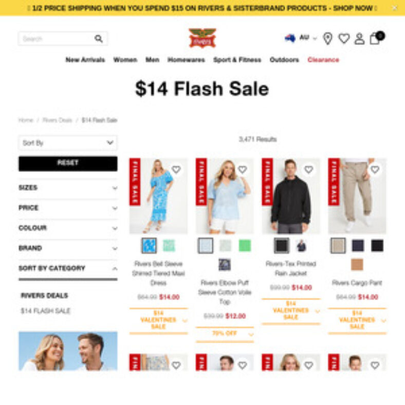 $14-sale-–-over-3000-styles-+-1/2-price-delivery-@-rivers-(online-only)