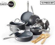 [onepass]-greenpan-12-piece-lima-non-stick-cookware-set-–-grey-$99.60-(was-$249)-delivered-@-catch
