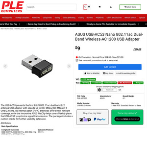 asus-usb-ac53-nano-ac1200-dual-band-usb-wi-fi-adapter-$9-+-delivery-($16-or-$0-pickup-[wa]-[vic])-@ple
