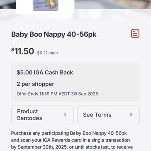 [iga-rewards]-$5-cashback-on-baby-boo-nappies-40-56pk-($6.50/pk)