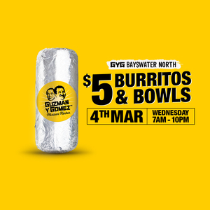 [vic]-$5-burritos-&-bowls-on-wednesday-march-4-(in-store-only)-@-guzman-y-gomez,-bayswater-north
