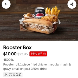 rooster-box-$10-+-delivery-($0-with-uberone)-+-service-fee-@-red-rooster-via-uber-eats