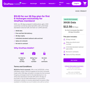 onepass-mobile-28-day-30gb-prepaid-sim-plan-$12.50-(was-$25)-for-the-first-6-months-@-onepass-mobile